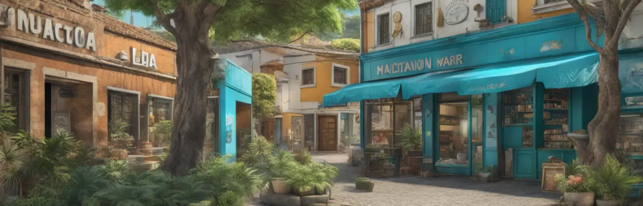 Imagem de uma rua de comércio varejista com lojas exibindo o símbolo do Simples Nacional, representando os benefícios do regime tributário.