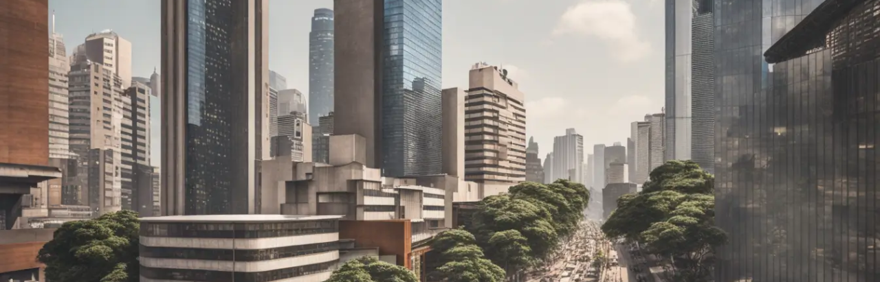 Imagem de São Paulo em um dia movimentado, destacando uma pequena empresa com placa de aberto na porta, representando o guia para abrir sua empresa na cidade.