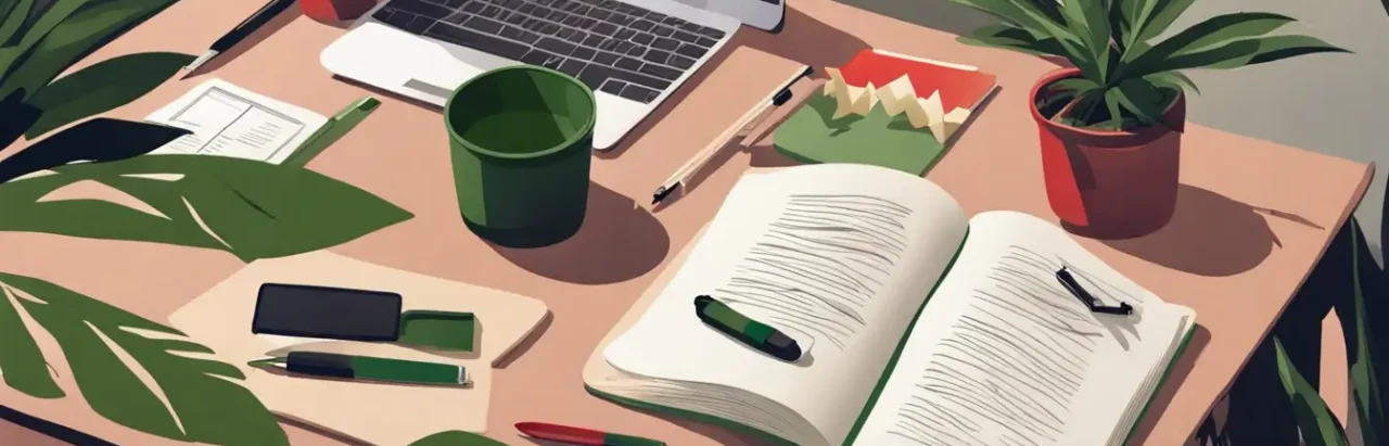 Imagem representando a formalização de empresas com um notebook, documentos e um carimbo, simbolizando o processo de obtenção de CNPJ no Brasil.